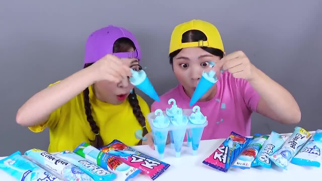 Blue Food Ice Cream DONA Mukbang