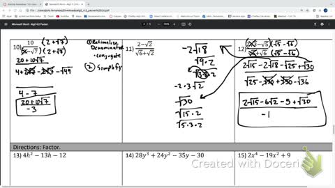 IM3 Alg2CC 4.2 Multiply and Divide Radicals