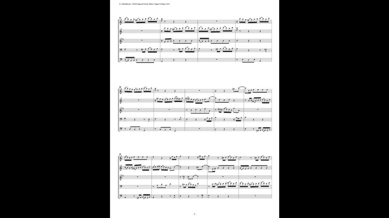 J.S. Bach - Well-Tempered Clavier: Part 1 - Fugue 21 (Double Reed Quintet)