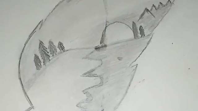 sunset scenery sketch by Mujtaba Ali khan like subscribe and share