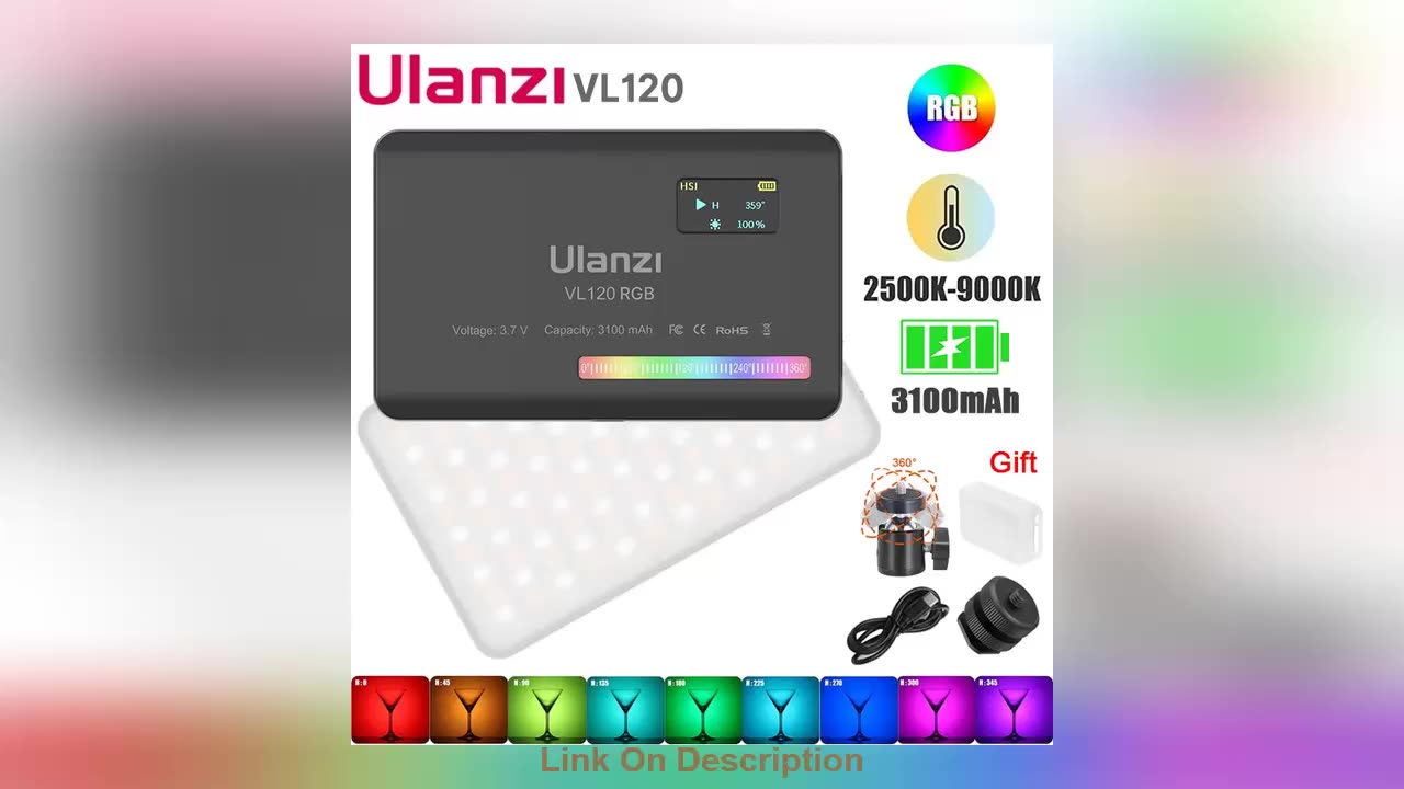 Ulanzi VL120 RGB LED Video Light Camera Light Full