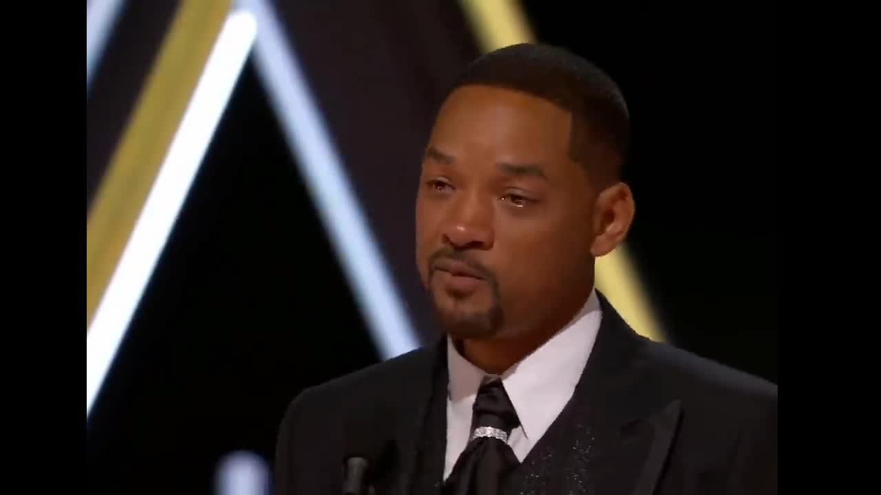 Full Will Smith cries to oscars and Chris Rock