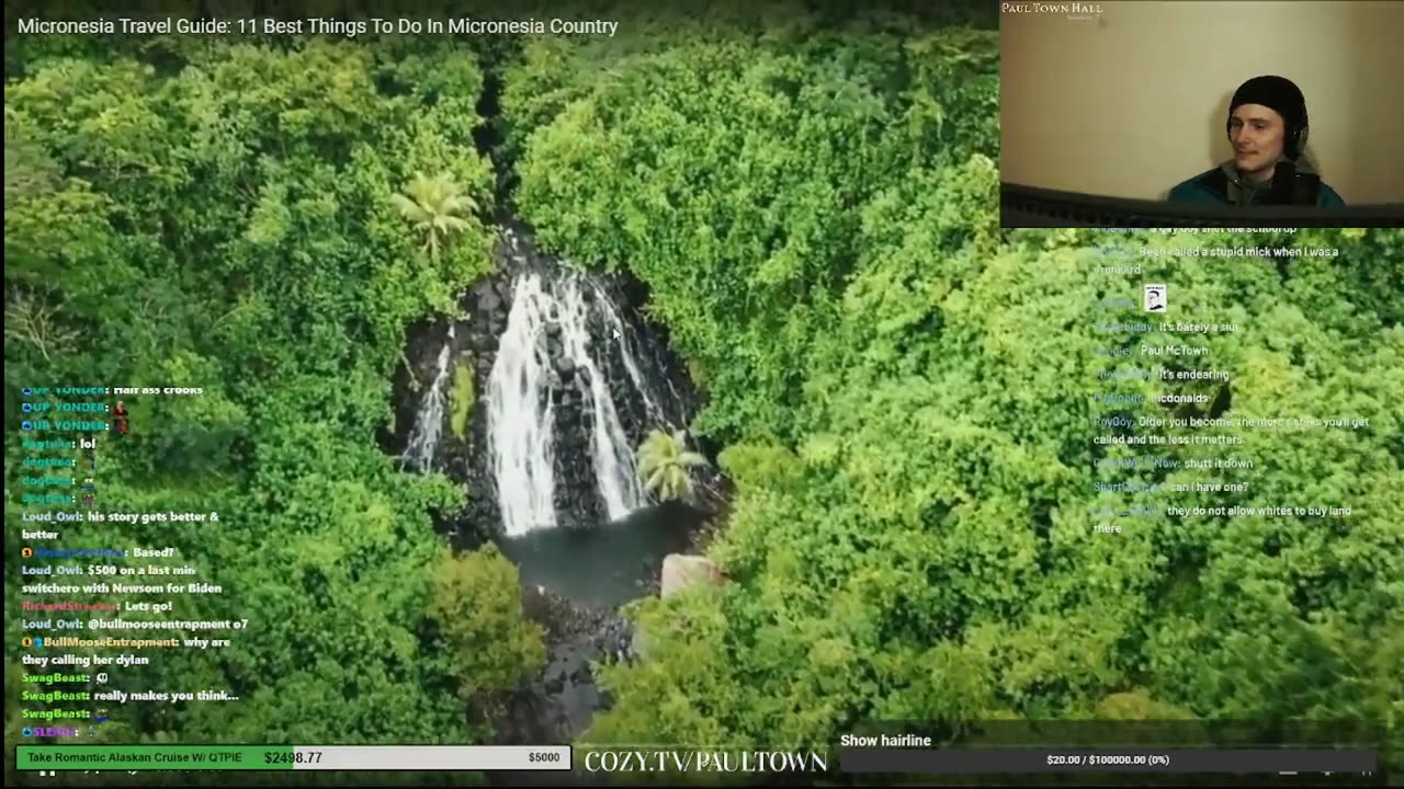 Paul Town watches a Micronesia tourism video