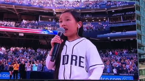 #MaleaEmma (7 yo) singing National Anthem at San Diego Padres game