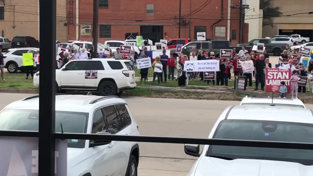 Small Groups of Democrats, Teacher Union Shills, and Rino Stan Lambert Supporters “Protest”