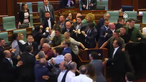 MASS BRAWL: During a session of the Kosovo Assembly