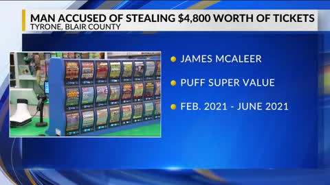 Man accused of stealing $4,800 worth of Pennsylvania Lottery tickets