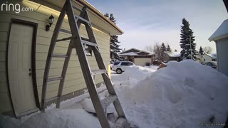 Ladder Slides Out with Man on It