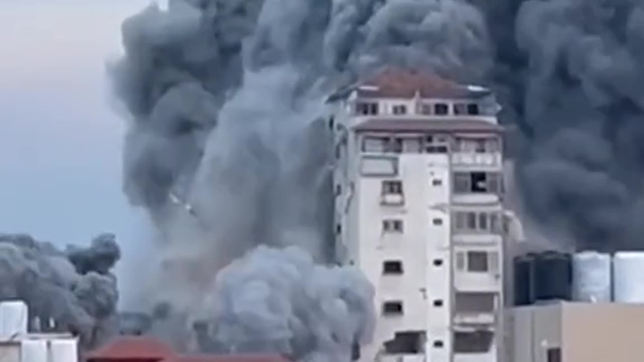 Two towers in Gaza City, which host media offices and residential apartments