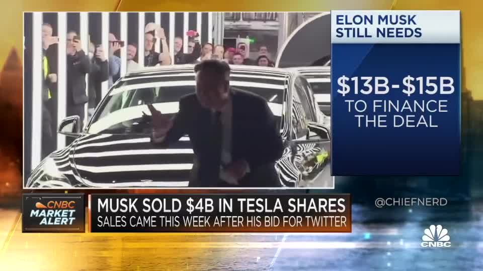 Elon Musk Sells $4B in Tesla Shares to Finance Twitter Purchase