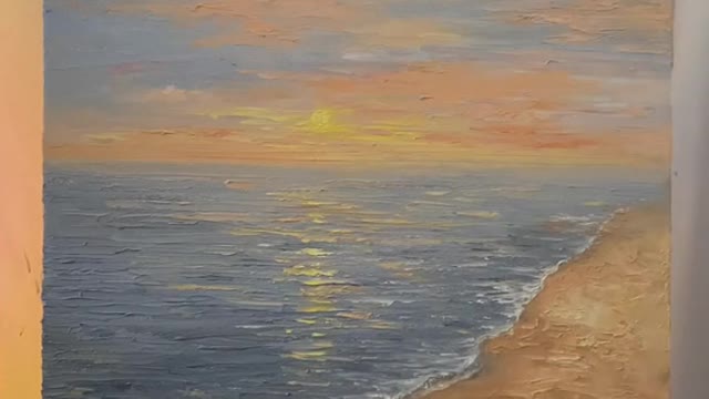 Oil painting of beach landscape