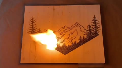 Artist Etches Beautiful Landscape on Wooden Board Using Gunpowder