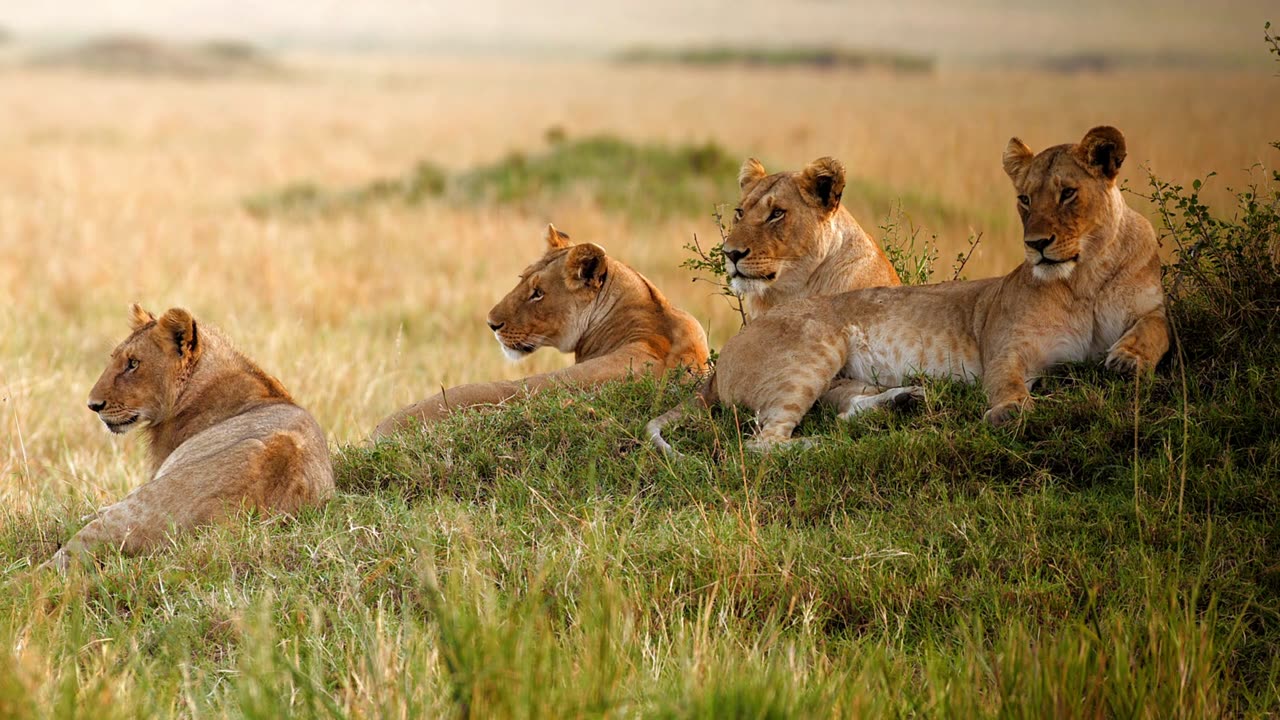 The lions family in jungle