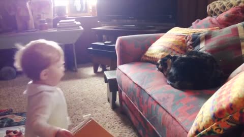 Baby and Cat funny Video