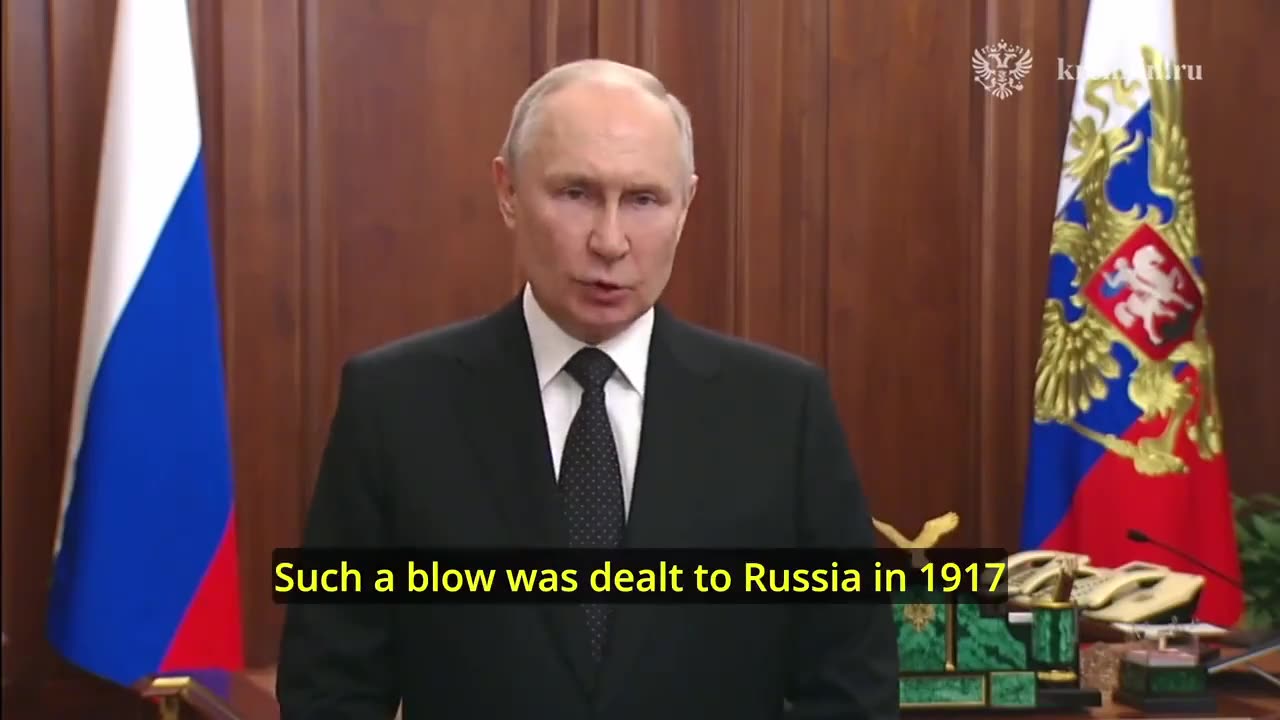 Putin addresses the Russian people.