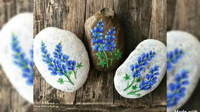 Painted Fruit Patterns Beach Stones, Rock Painting Dot Art