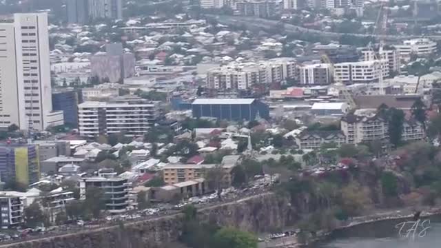 RAAF's F/A 18 Super Hornets Buzz Brisbane Skyline