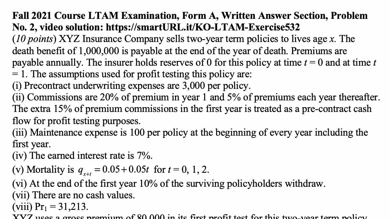 Exam LTAM exercise for April 23, 2022