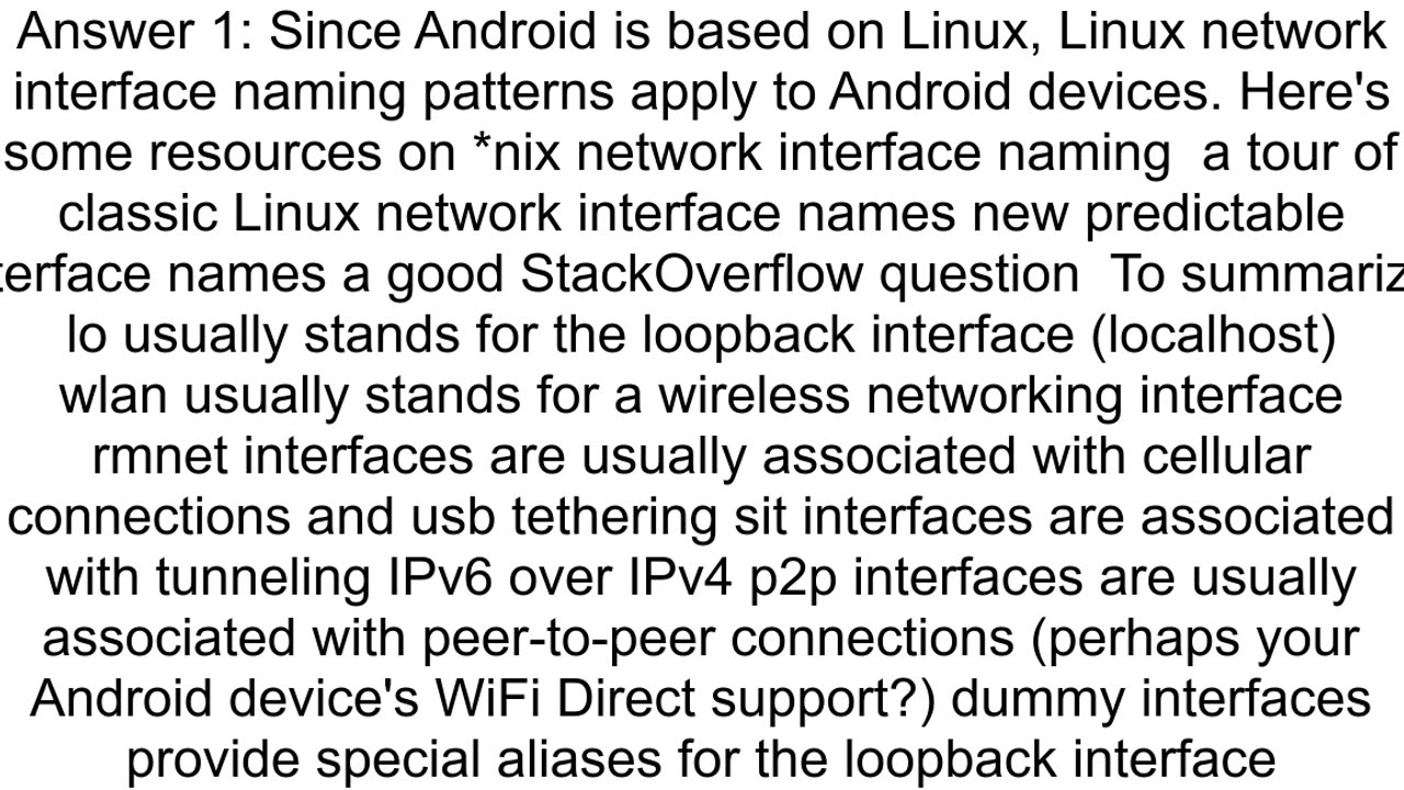 Android NetworkInterface What are the meanings of names of NetworkInterface