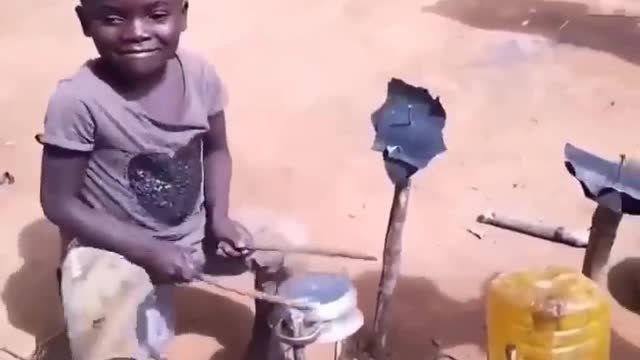 African talented boy displaying his skills