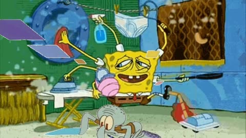 Squidward Is Playing With Tiles While SpongeBob Is Multitasking 🧽