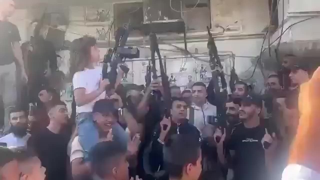 #Palestinian celebrating with #Hamas after occupation of southern #Israel by #Palestine.