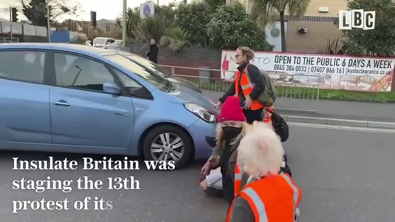 Insulate Britain Fighting breaks out as furious drivers drag protesters from the road