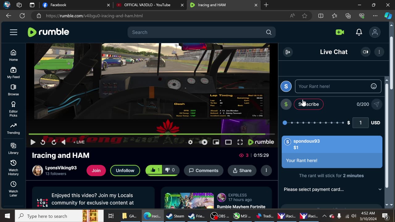 Iracing and HAM