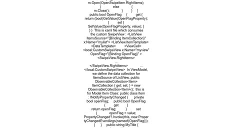 How can I initially show the Swipeview programmatically using Listview