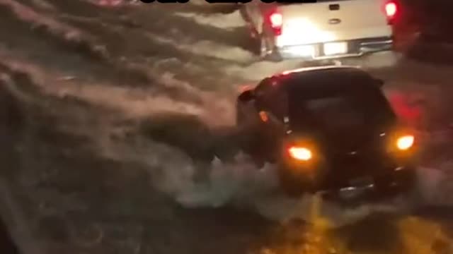 Flash floods submerged cars on the I-30 freeway in Dallas