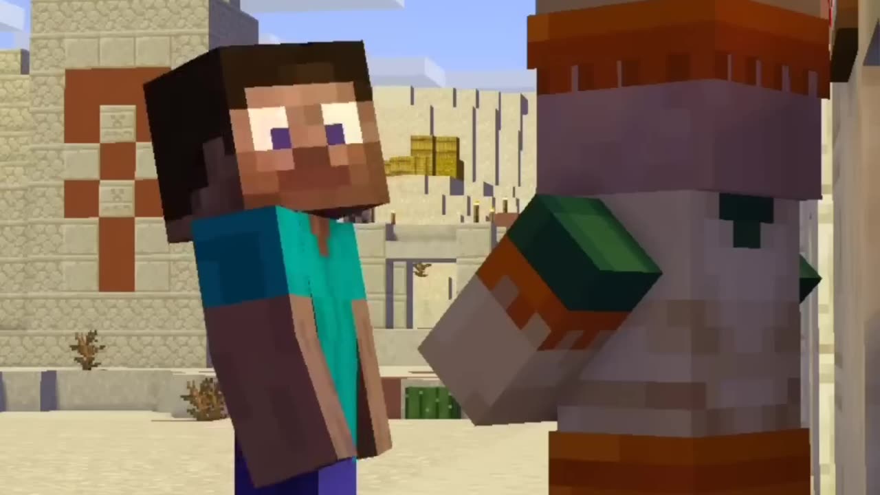 Steve is deceiving the villager (Minecraft Animation)