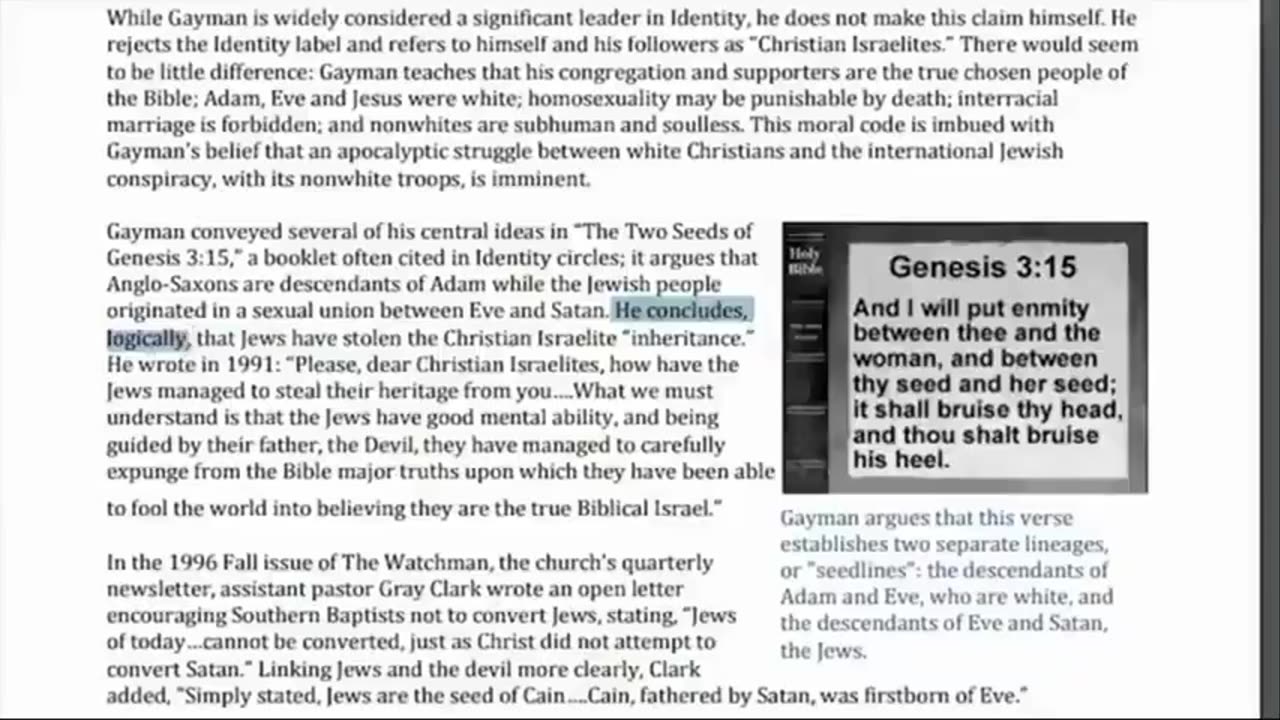 ADL admits that the Jews are the Seed of Cain