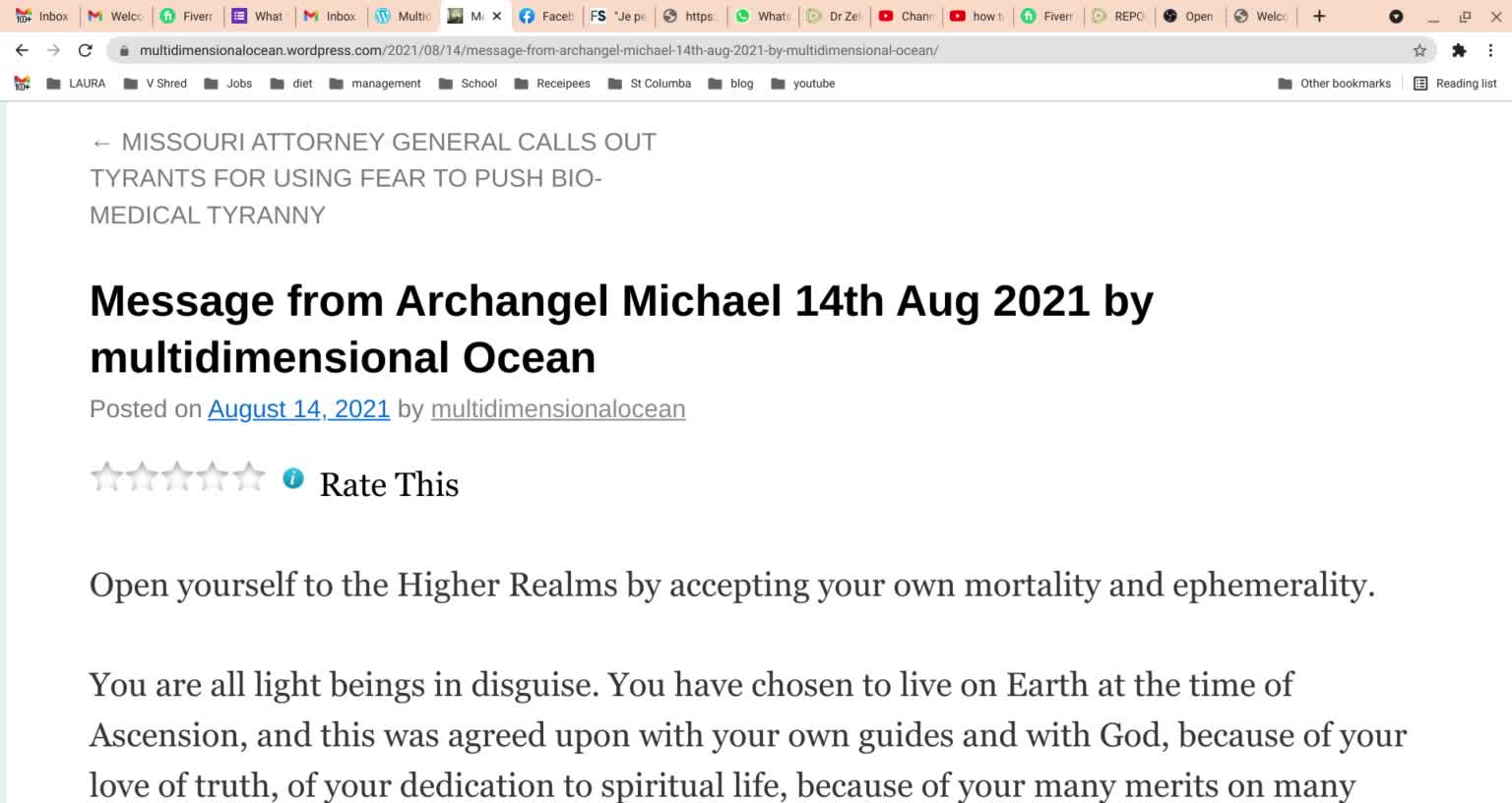 Message from Archangel Michael 14th Aug 2021 by multidimensional Ocean