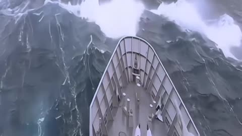 Person in ocean and water in ship