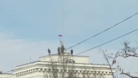 Russia Has Their Flag Flying Over Kakhouka, Kherson Region Ukraine