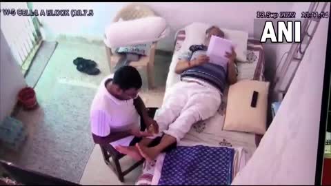 Jailed Delhi minister Satyendar Jain getting a massage inside Tihar jail