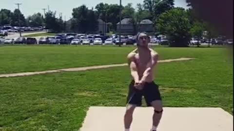 Guy Practicing Hammer Throw Accidentally Knocks Down Camera With it