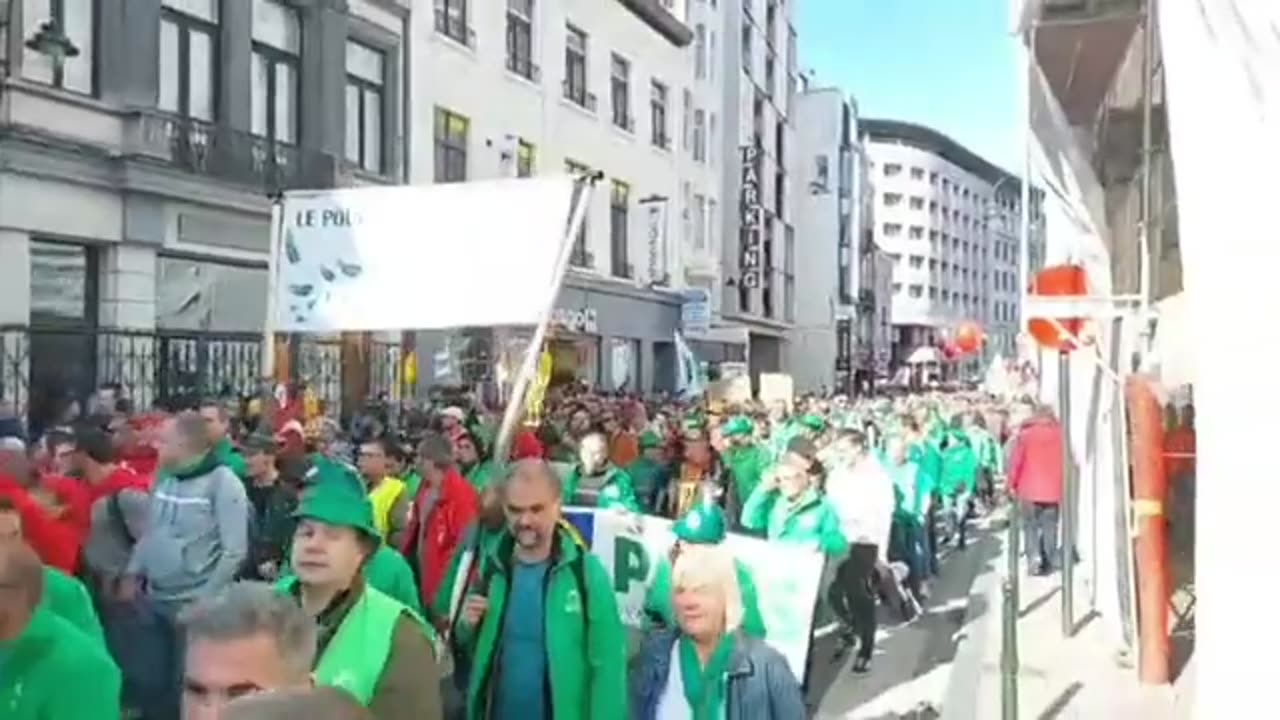 The EU headquarters, Brussels, was flooded by thousands yesterday to protest the cost of energy,