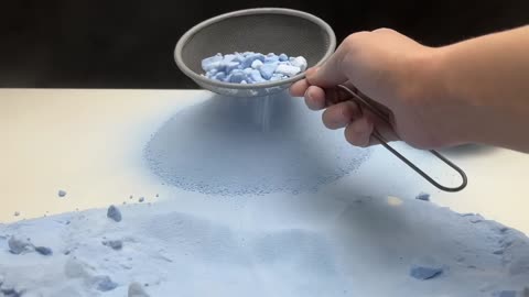 ASMR Blue Baking Soda crumbling with relaxing sounds and satisfying textures