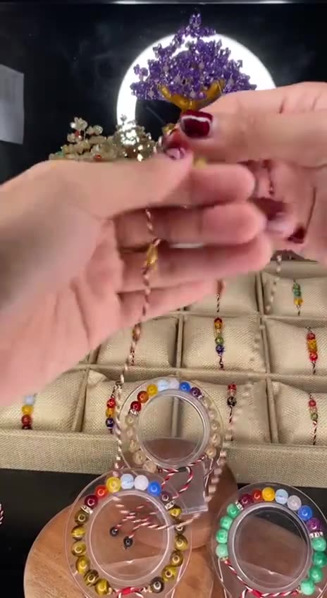 Authentic Balinese Tridatu Necklace with Gold Clasp and Precious Gemstone Beads