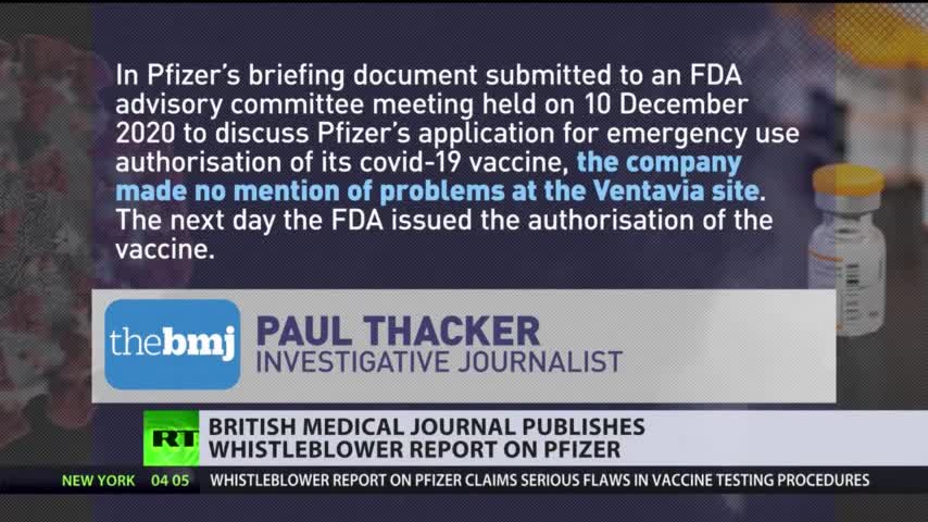 British Medical Journal Publishes Whistleblower Data Pfizer Trials