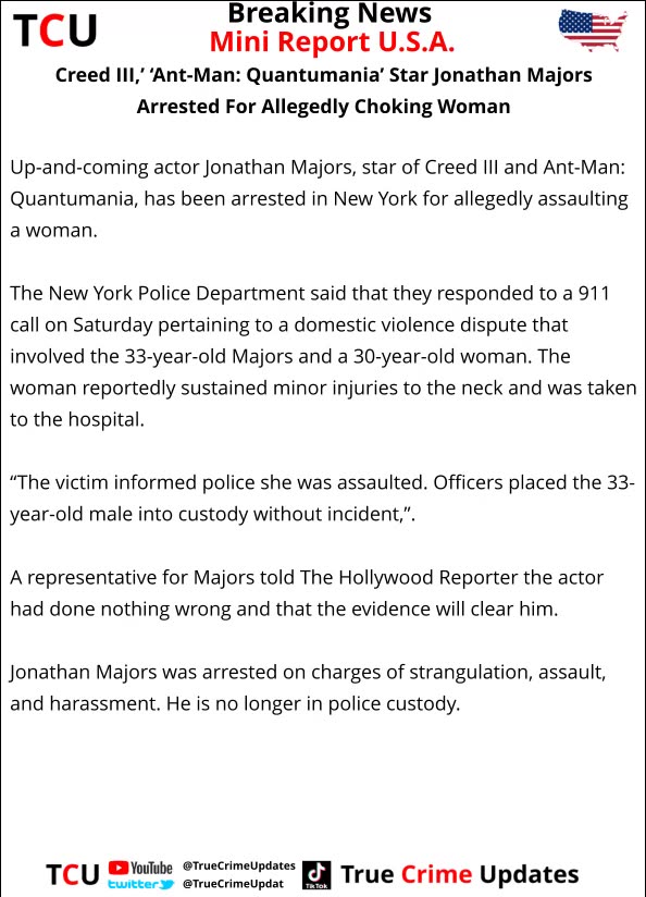 Creed III,’ ‘Ant-Man: Quantumania’ Star Jonathan Majors Arrested For Allegedly Choking Woman