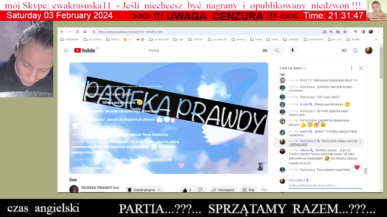 Ewka po piwku na kanale PASIEKA PRAWDY live 👮♀️ - 03.02.2024 rok