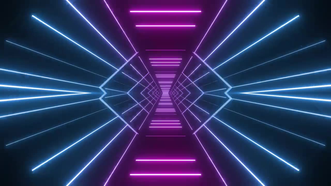 Futuristic corridor with neon lights