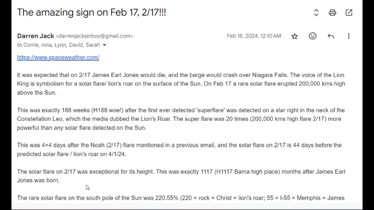 I am predicting: James Earl Jones will die April 11 = FIELD OF DREAMS PROPHECY