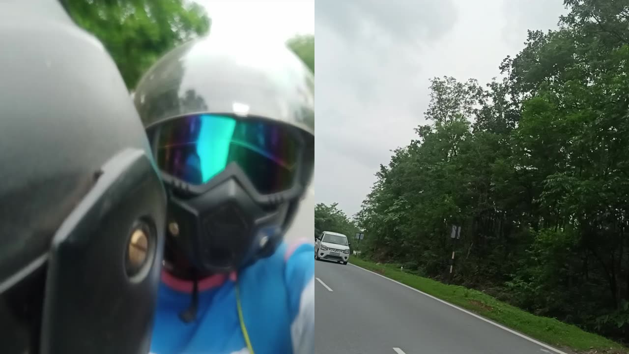 Bike riding on helmet