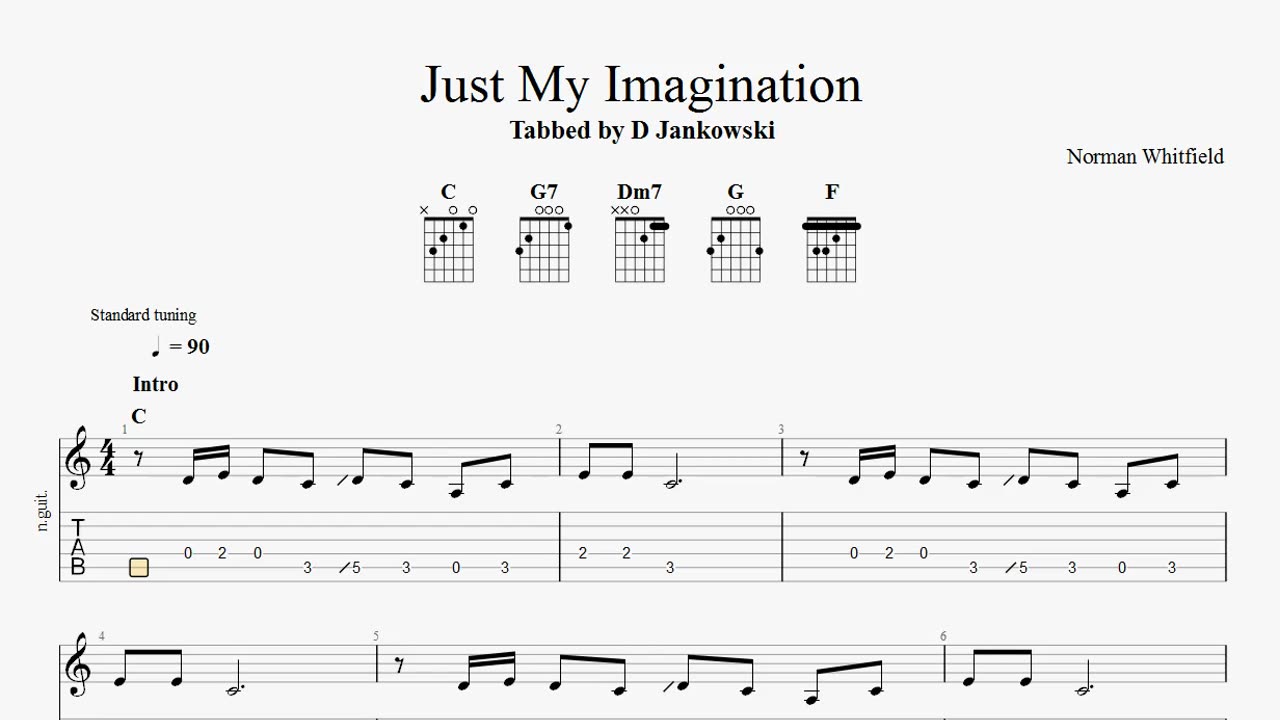 Active Guitar Tabs for Temptations Just My Imagination