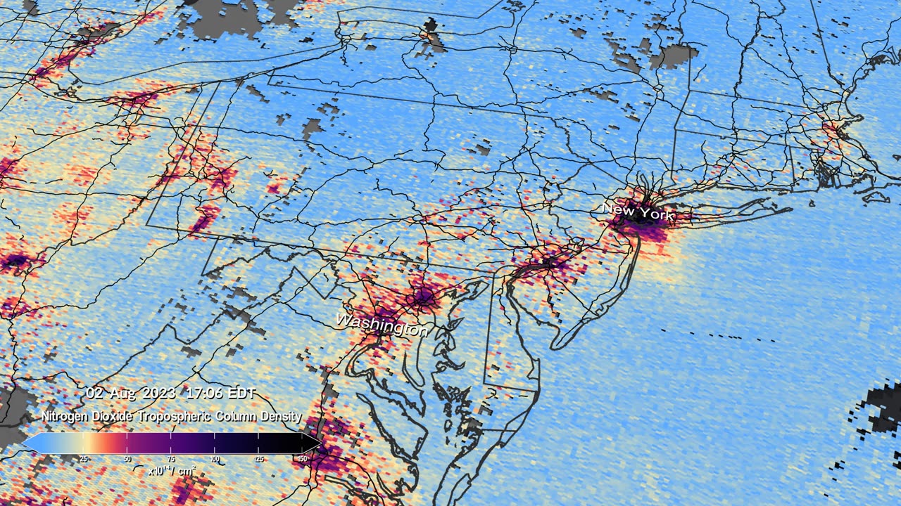 TEMPO - Nitrogen Dioxide Air Pollution Over North America Released Thursday, August 24th, 2023