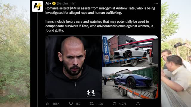 Police Steal $4,000,000 Of Andrew Tate's Property