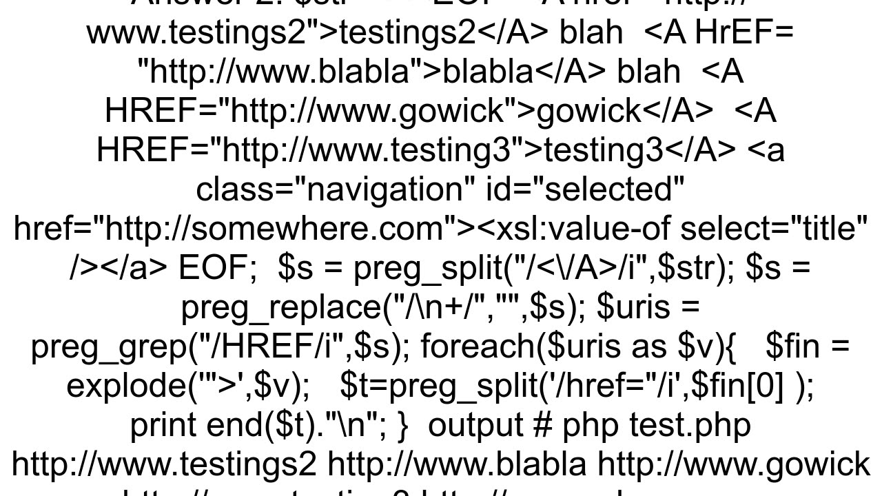 Get href values from all hyperlinks in an HTML string